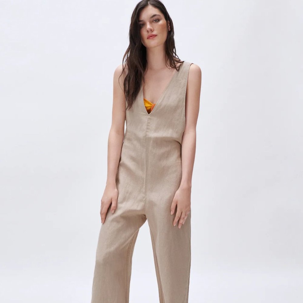 Zara Wide leg linen blend overalls
